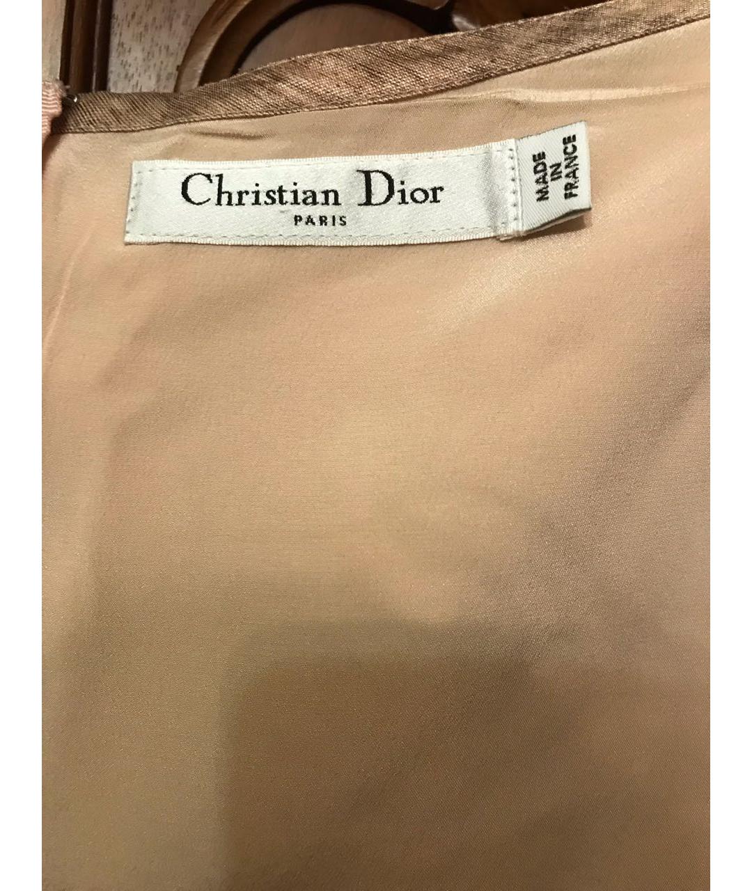 CHRISTIAN DIOR PRE-OWNED Бежевое шелковое коктейльное платье, фото 4