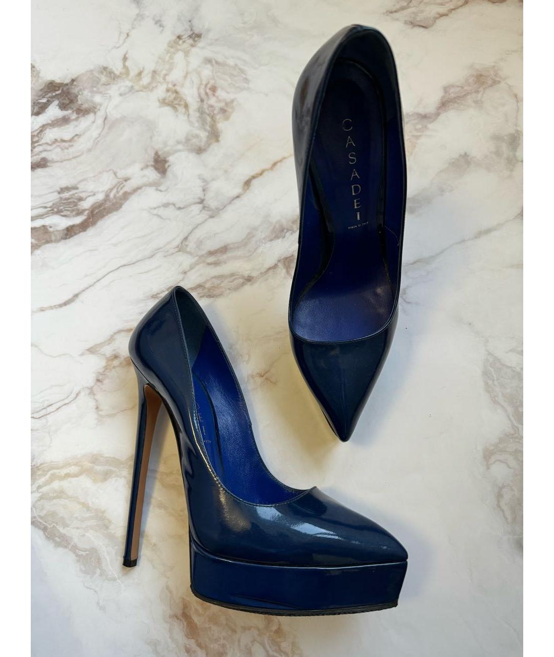 CASADEI Темно-синие туфли из лакированной кожи, фото 3