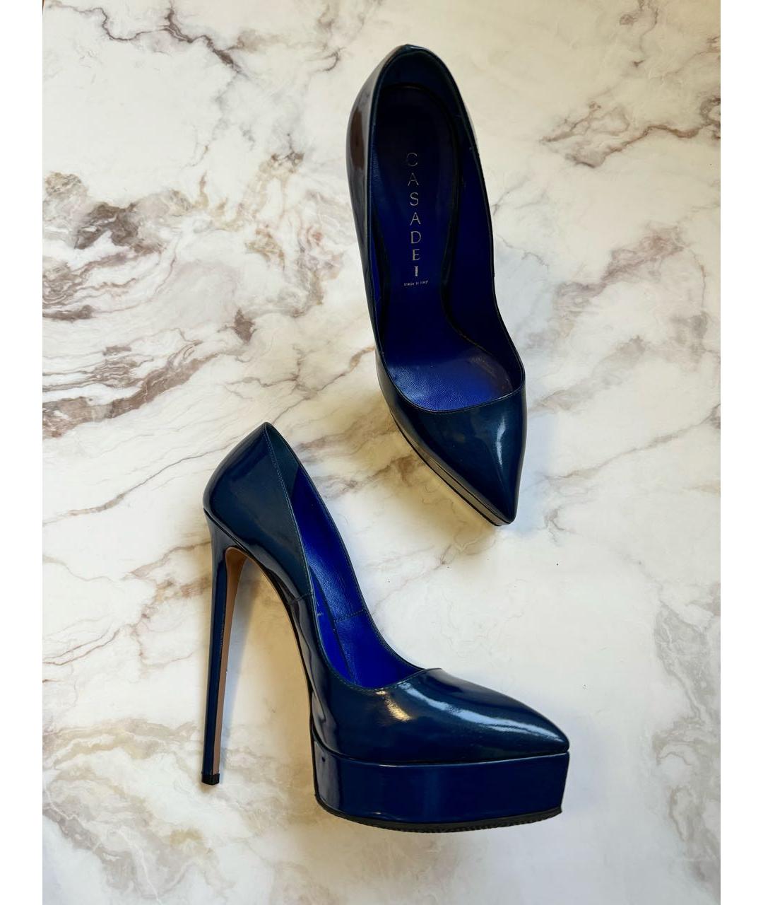 CASADEI Темно-синие туфли из лакированной кожи, фото 5