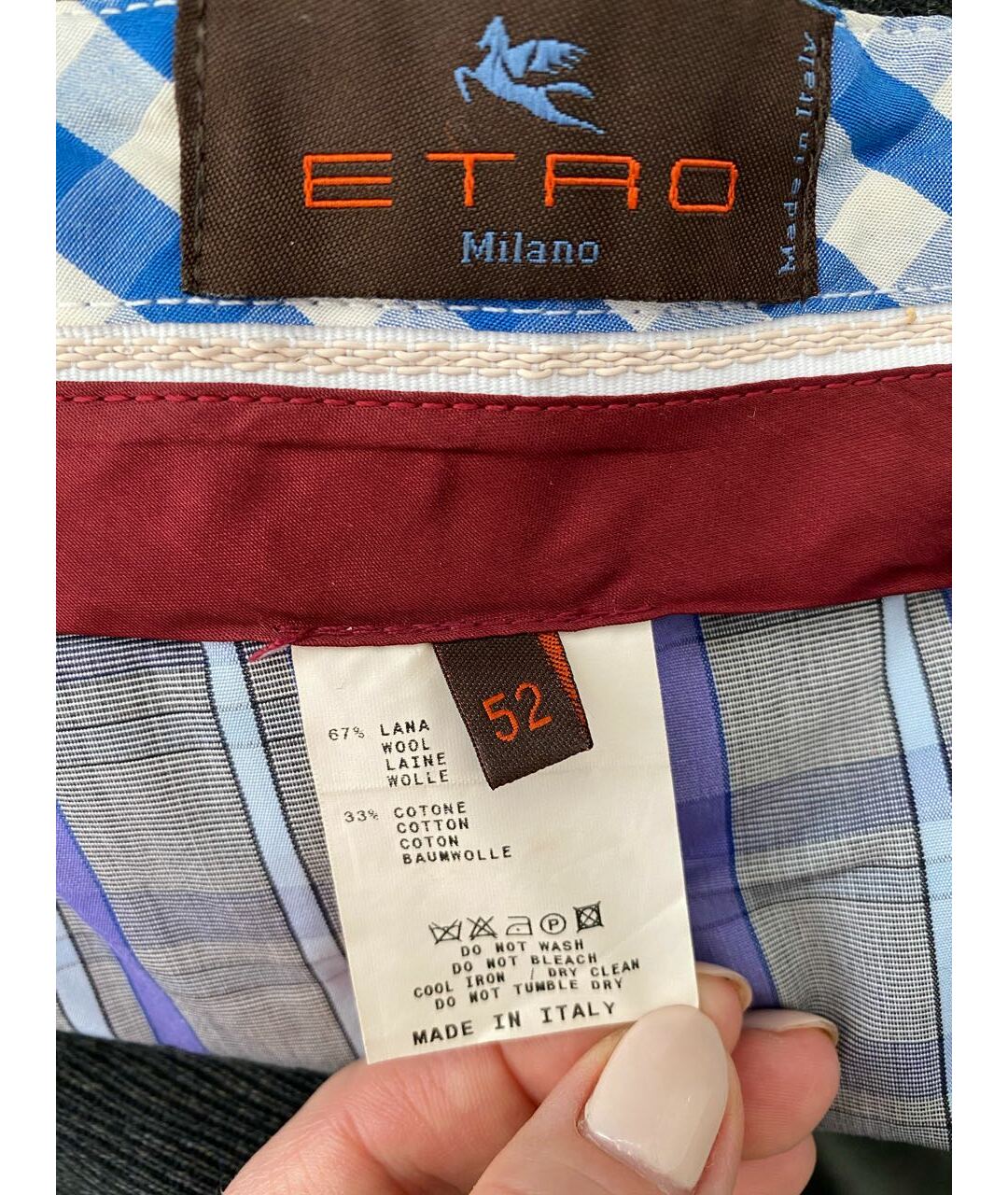 ETRO Антрацитовые шерстяные классические брюки, фото 7