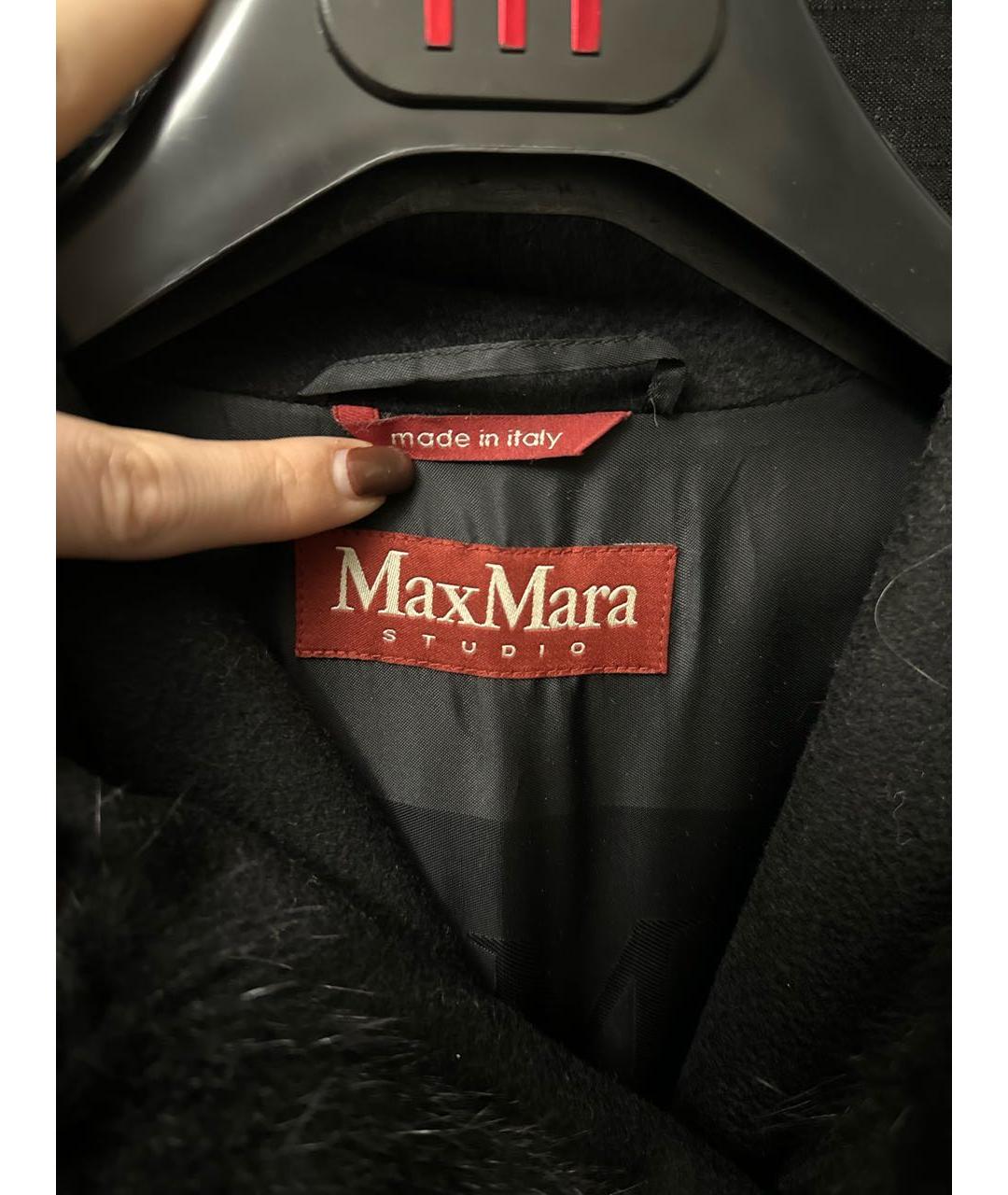 MAX MARA STUDIO Черное шерстяное пальто, фото 3