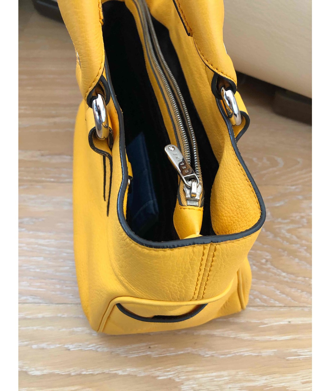 CELINE VINTAGE Желтая кожаная сумка тоут, фото 3