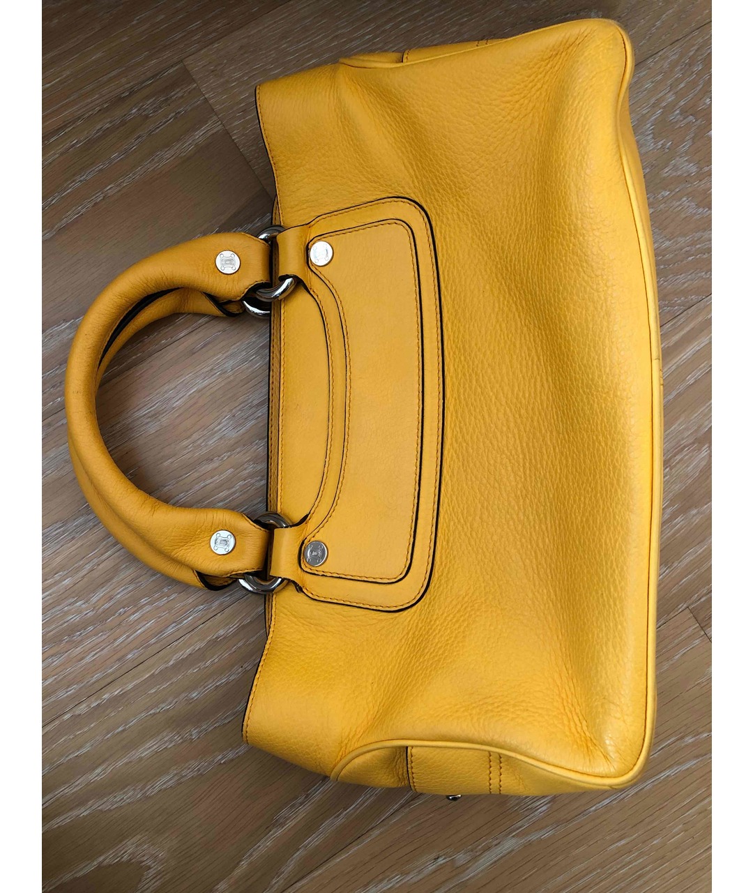 CELINE VINTAGE Желтая кожаная сумка тоут, фото 4
