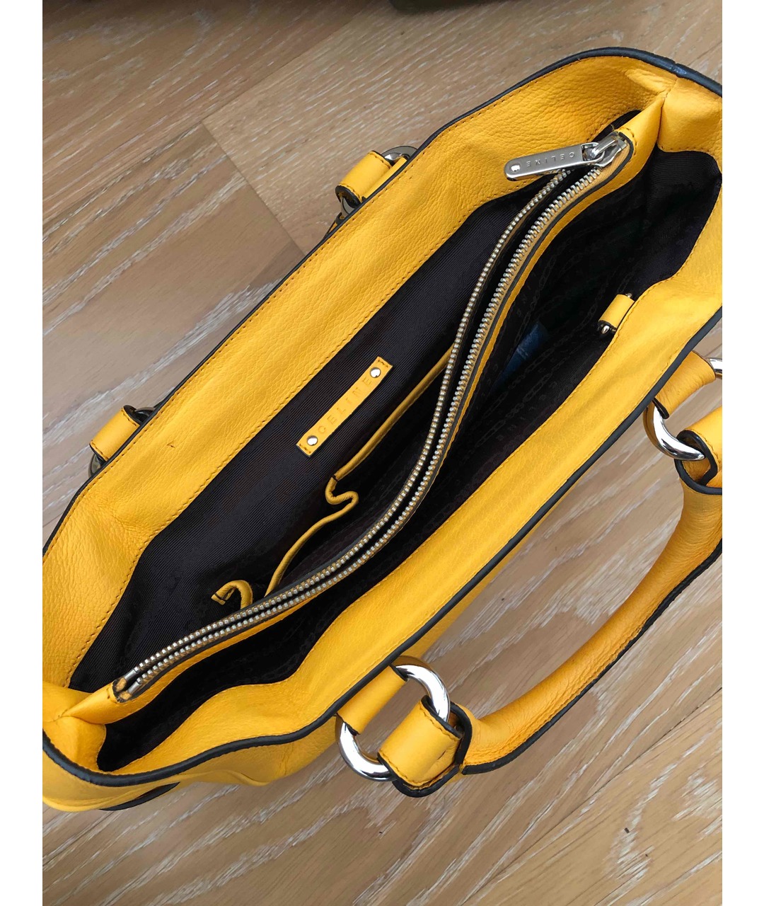CELINE VINTAGE Желтая кожаная сумка тоут, фото 2