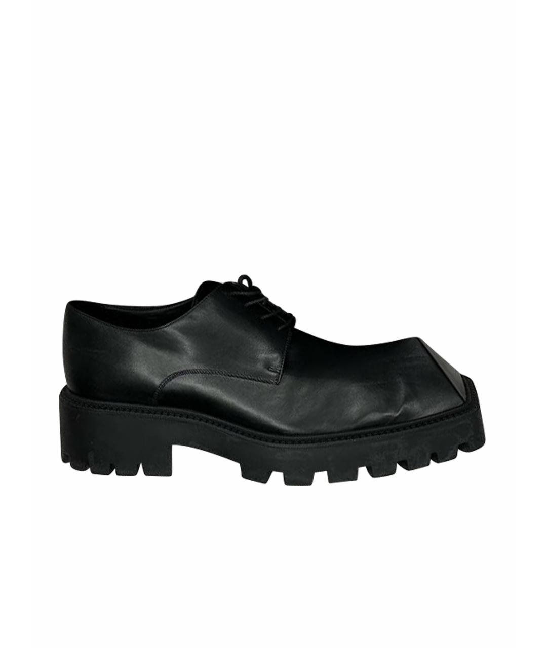 BALENCIAGA Черные кожаные низкие ботинки, фото 1