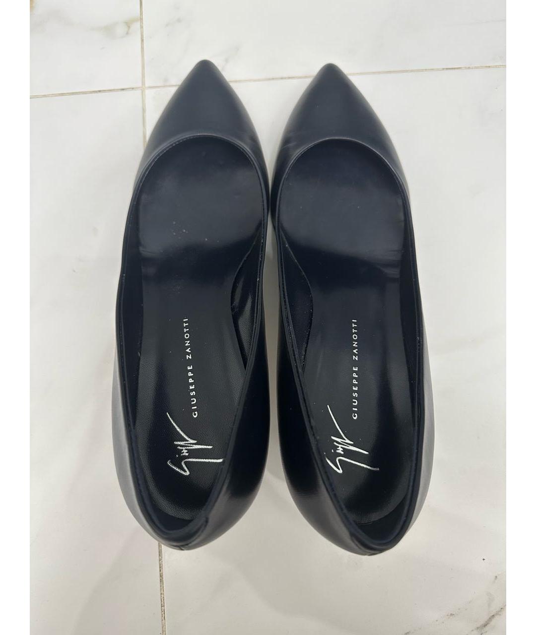 GIUSEPPE ZANOTTI DESIGN Темно-синие лодочки на низком каблуке из лакированной кожи, фото 3