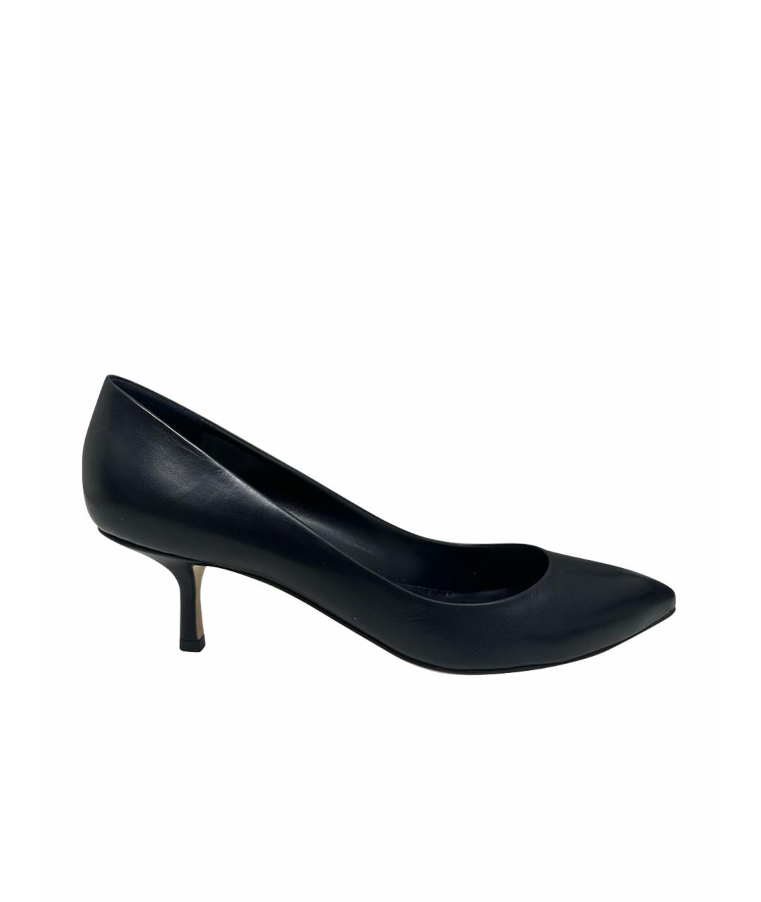 GIUSEPPE ZANOTTI DESIGN Темно-синие лодочки на низком каблуке из лакированной кожи, фото 1