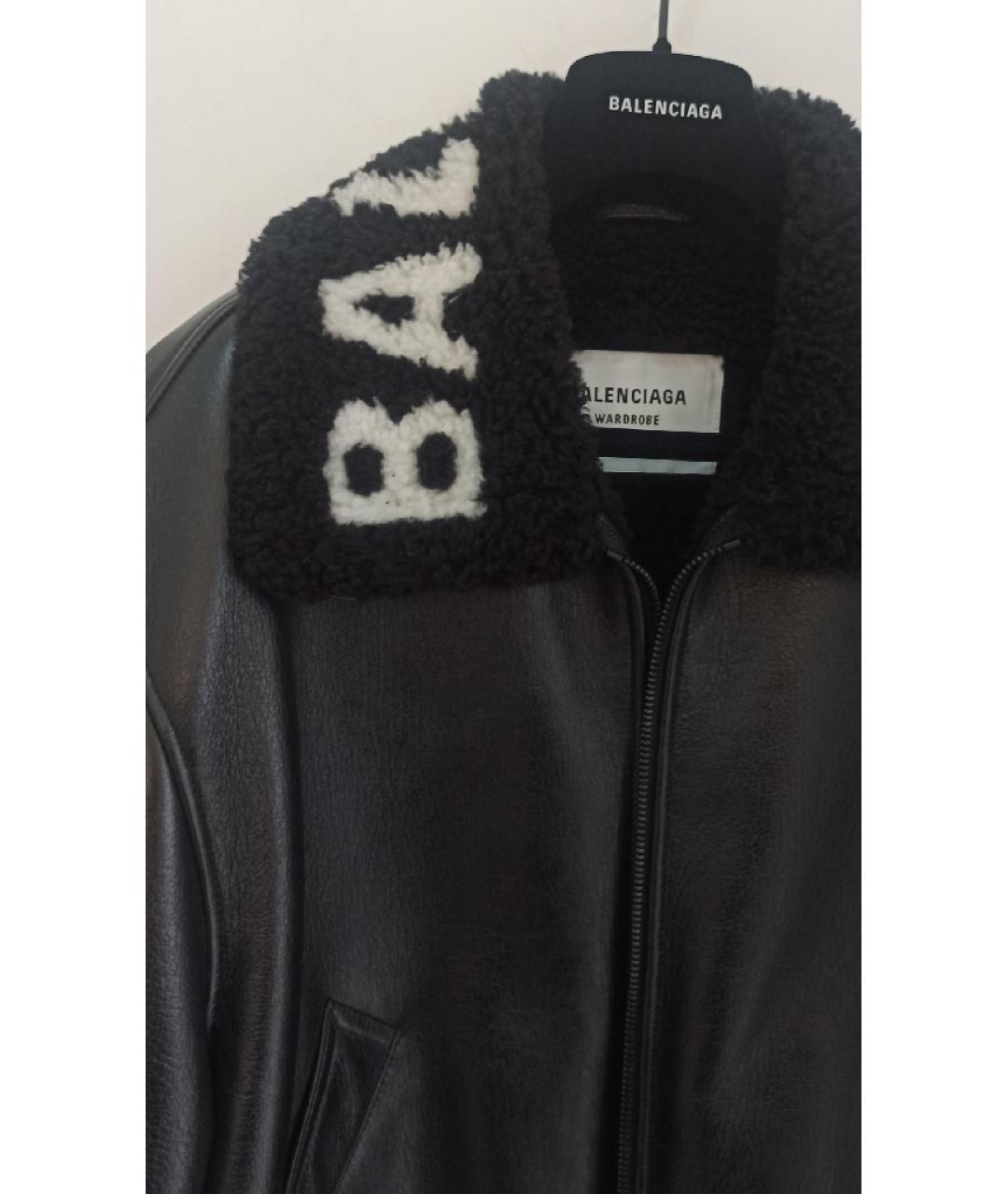 BALENCIAGA Черная кожаная дубленка, фото 3