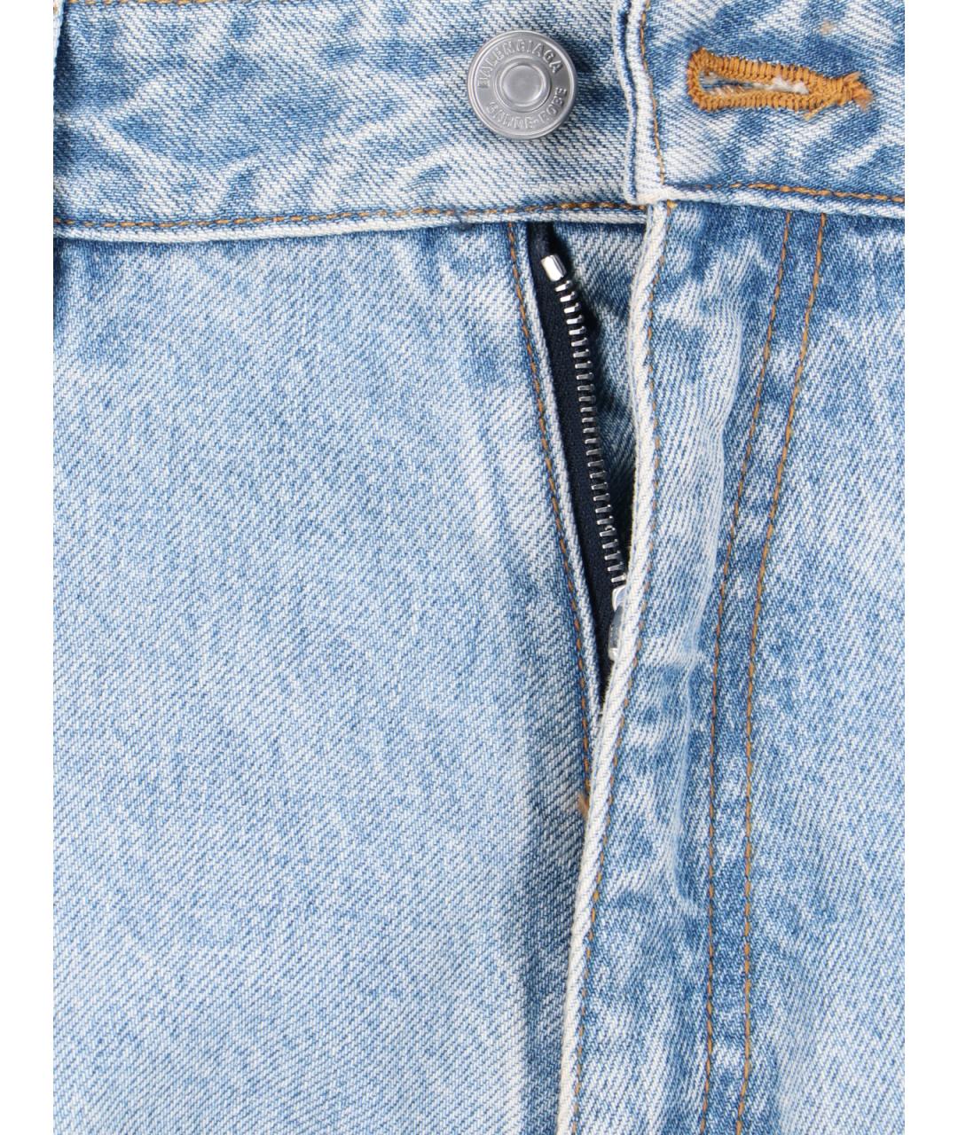 BALENCIAGA Голубые хлопковые джинсы клеш, фото 5
