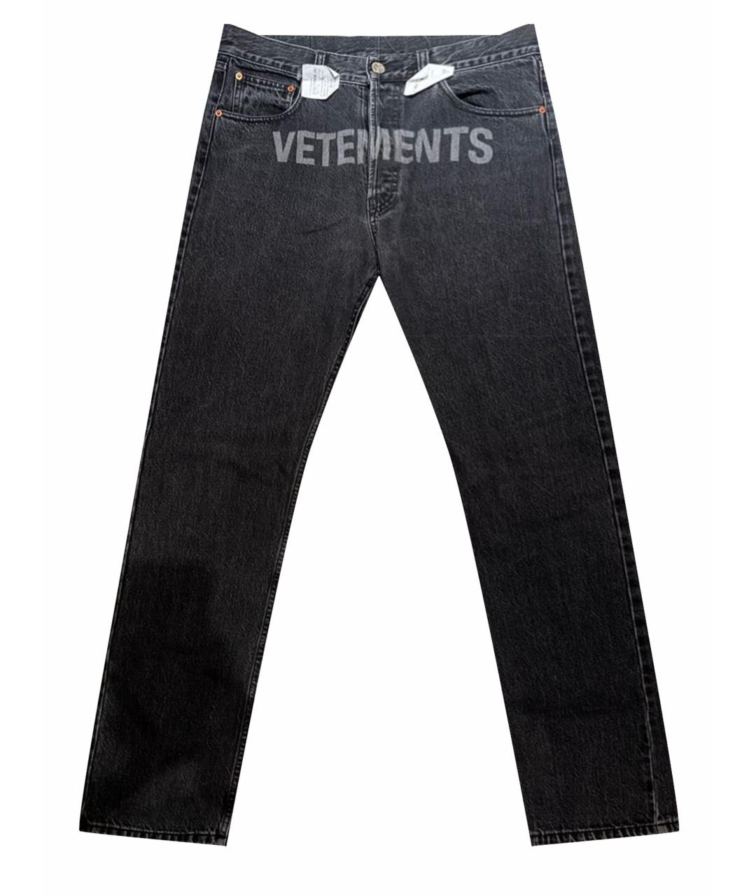 VETEMENTS Антрацитовые хлопковые прямые джинсы, фото 1
