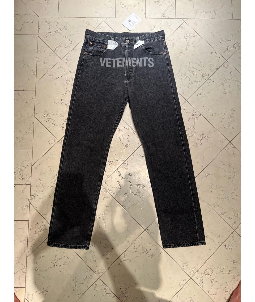 VETEMENTS Антрацитовые хлопковые прямые джинсы, фото 7
