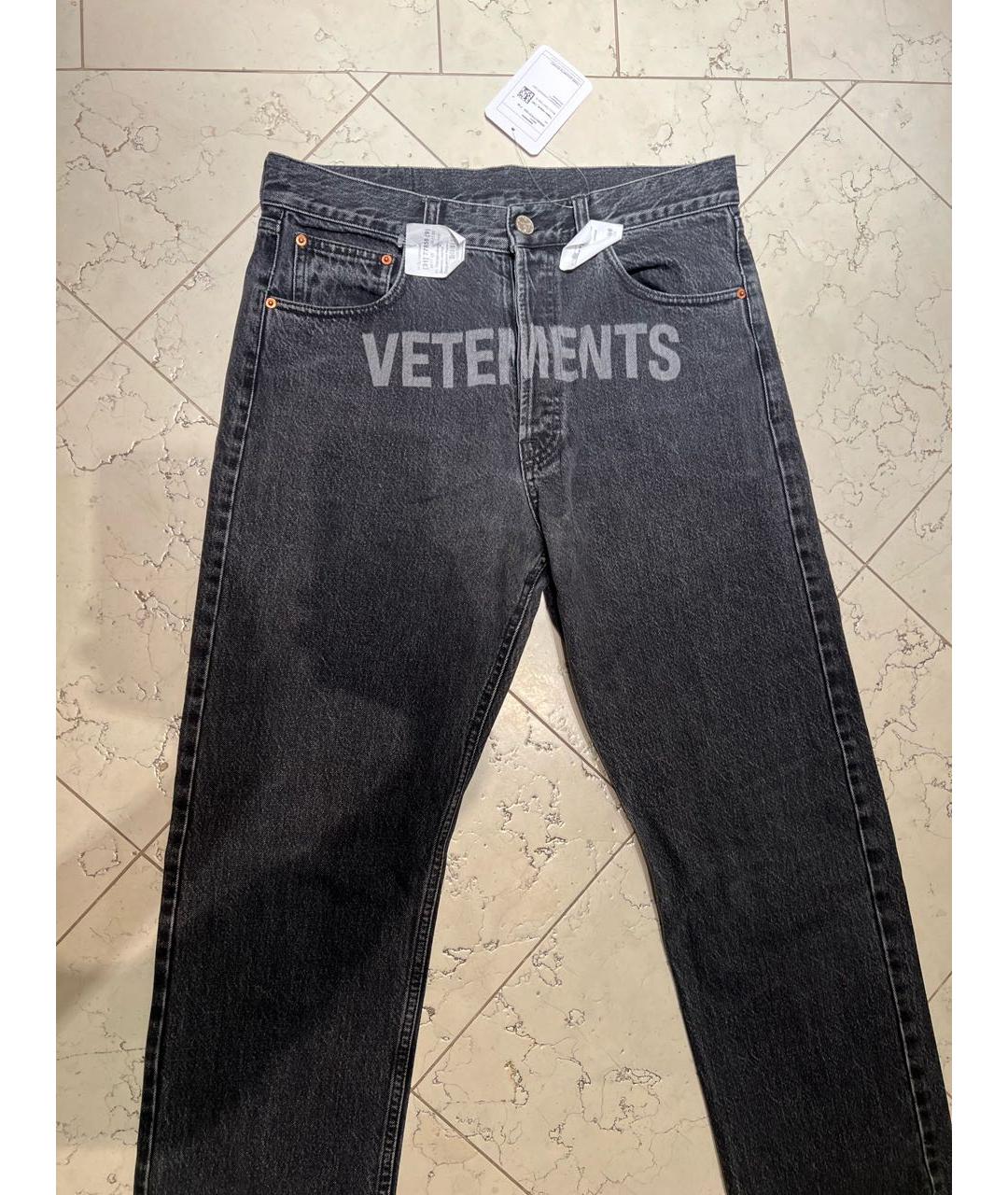VETEMENTS Антрацитовые хлопковые прямые джинсы, фото 4