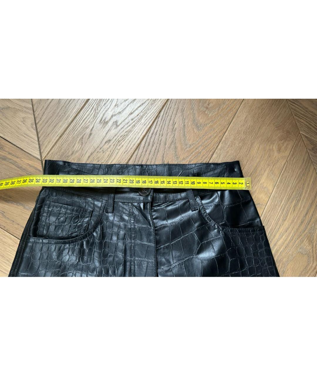 NANUSHKA Черные кожаные брюки широкие, фото 5