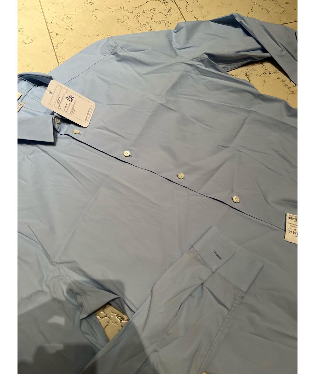 BALENCIAGA Голубая хлопко-полиэстеровая классическая рубашка, фото 4