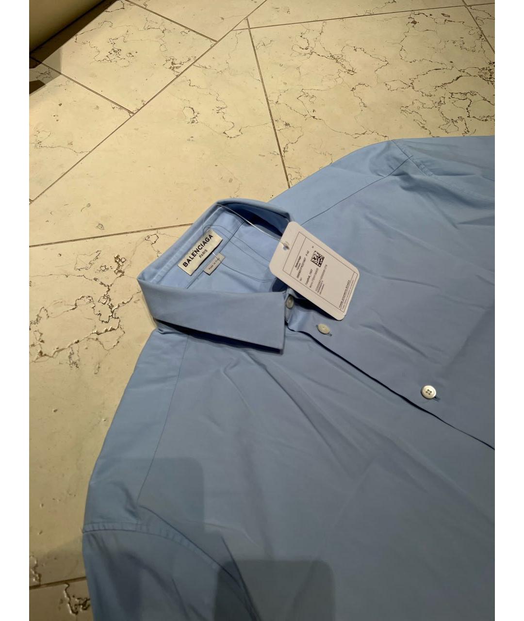 BALENCIAGA Голубая хлопко-полиэстеровая классическая рубашка, фото 3