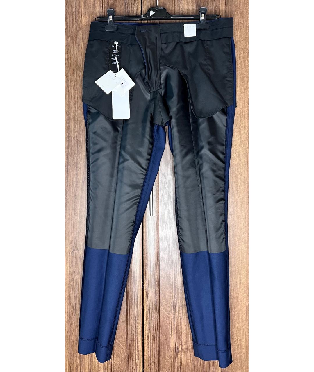 SANDRO Темно-синие шерстяные повседневные брюки, фото 3