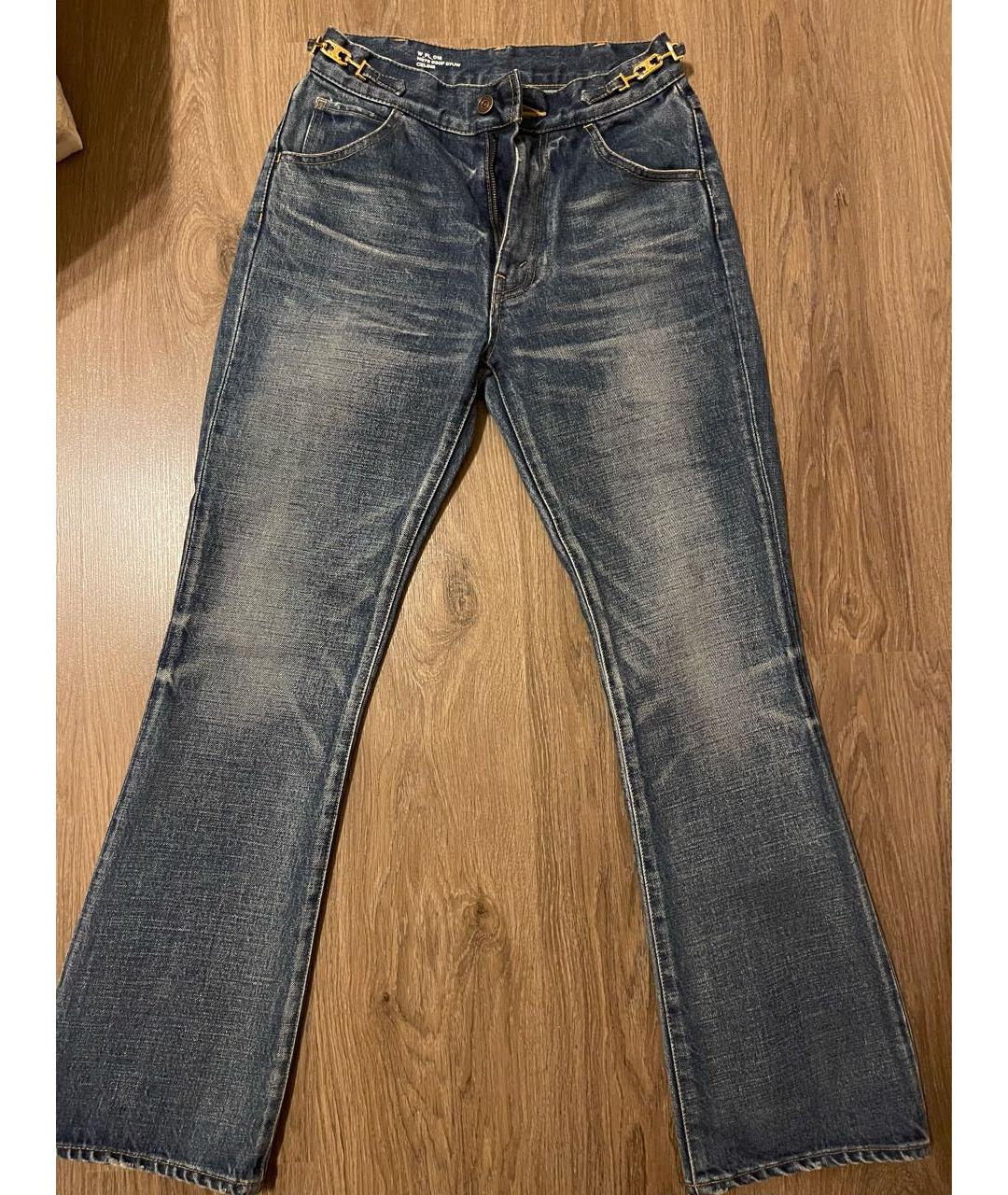 CELINE PRE-OWNED Темно-синие хлопковые джинсы клеш, фото 5