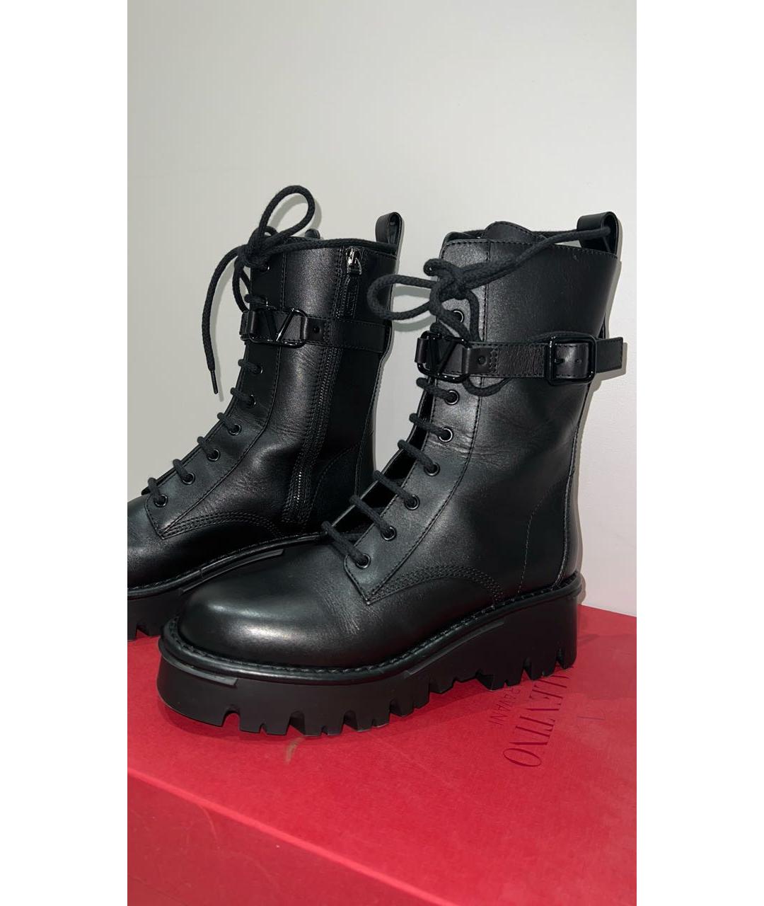 VALENTINO Черные кожаные ботинки, фото 3