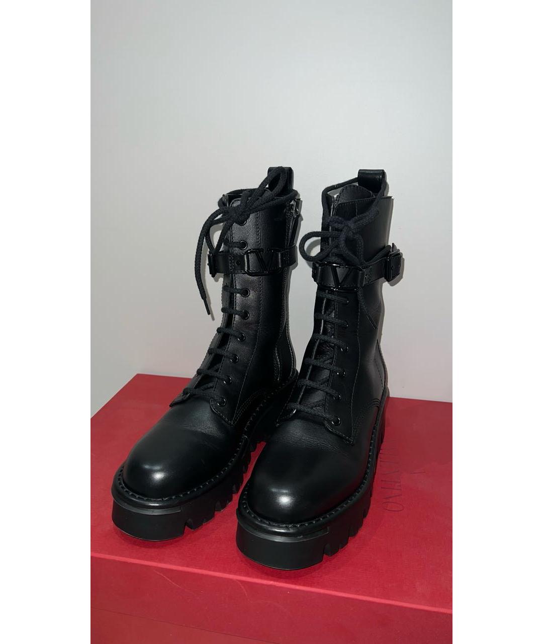 VALENTINO Черные кожаные ботинки, фото 2