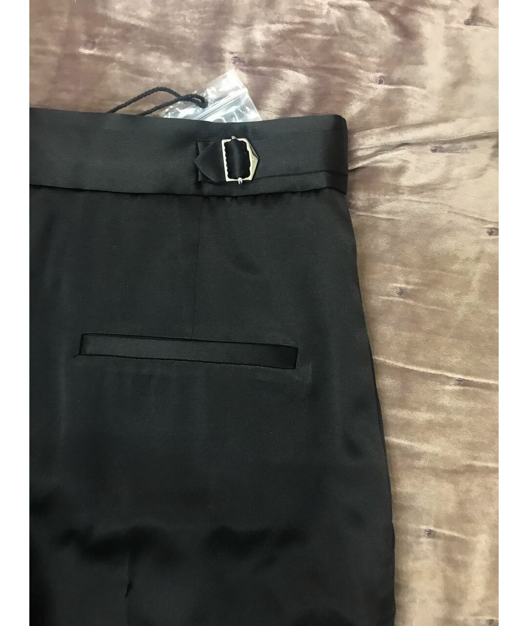 NILI LOTAN Черные шелковые прямые брюки, фото 6