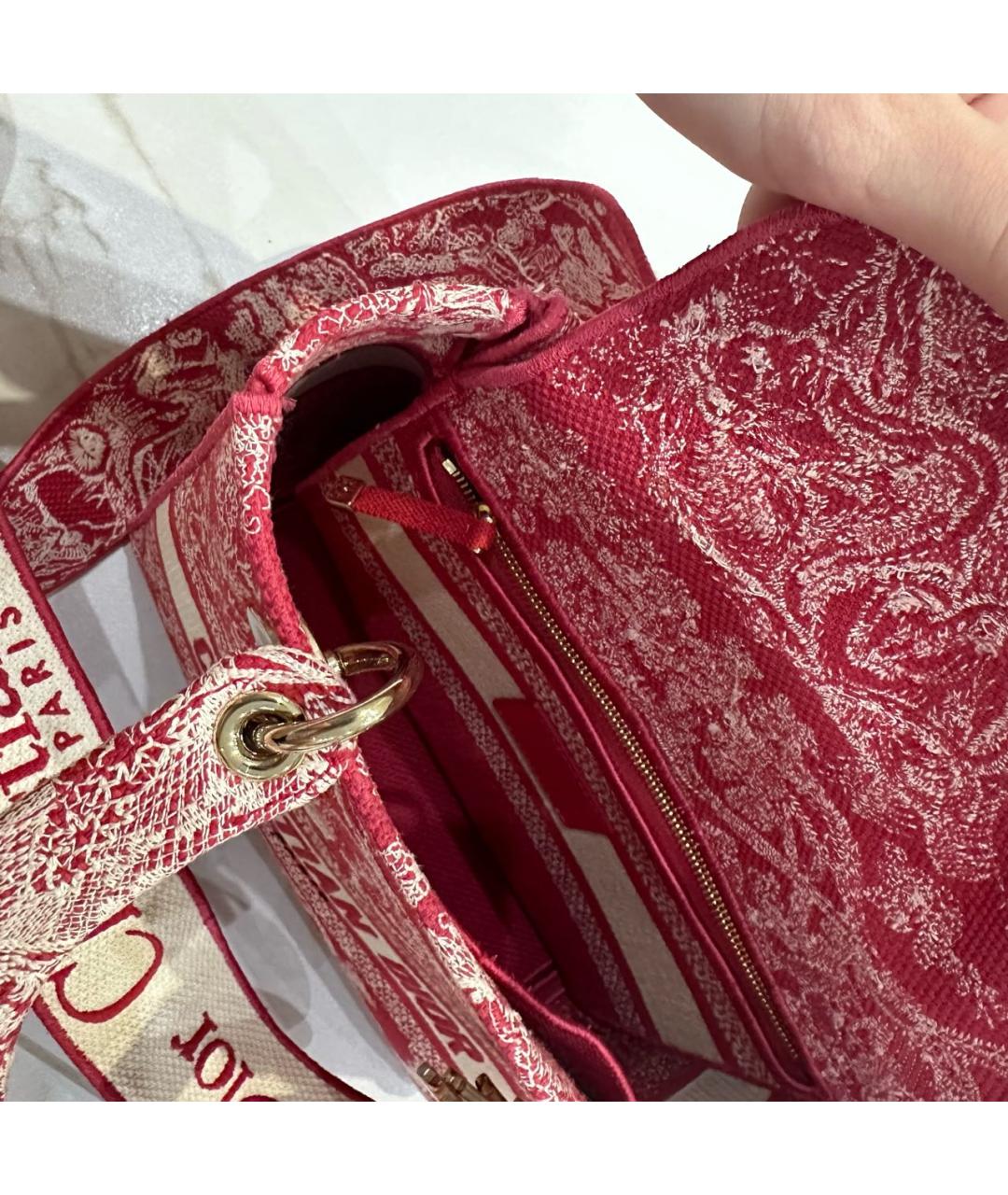 CHRISTIAN DIOR PRE-OWNED Красная жаккардовая сумка с короткими ручками, фото 4