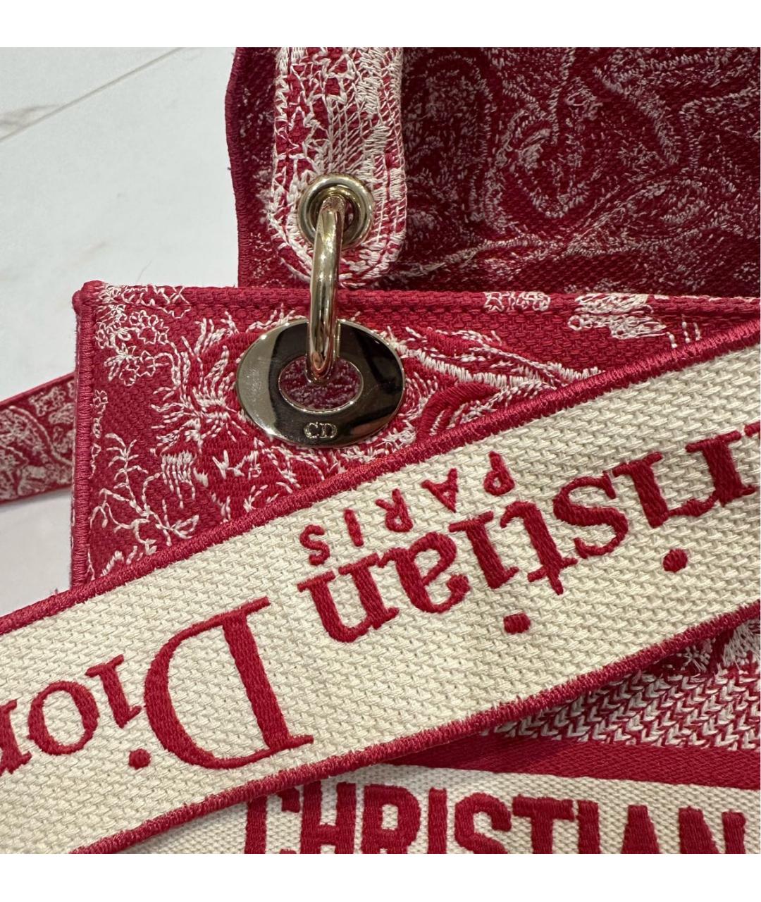 CHRISTIAN DIOR PRE-OWNED Красная жаккардовая сумка с короткими ручками, фото 6