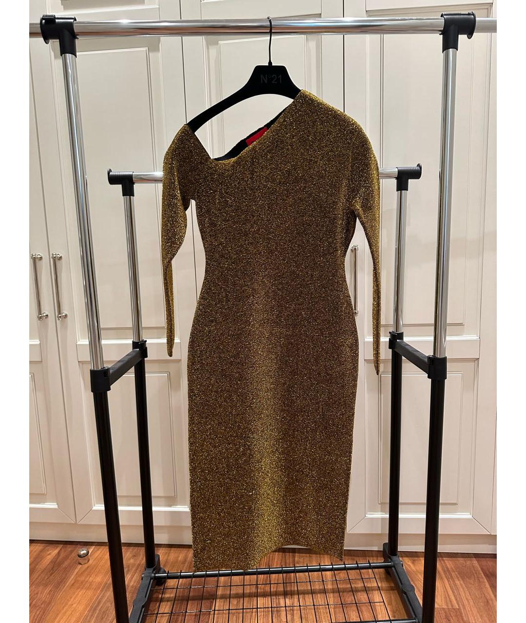 SOLACE LONDON Золотое вискозное коктейльное платье, фото 2