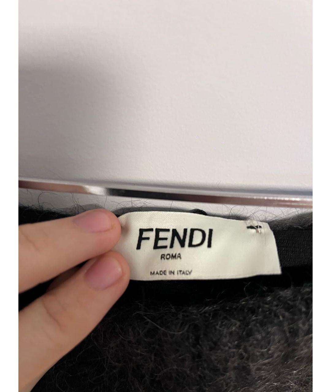 FENDI Антрацитовая шерстяная юбка миди, фото 5