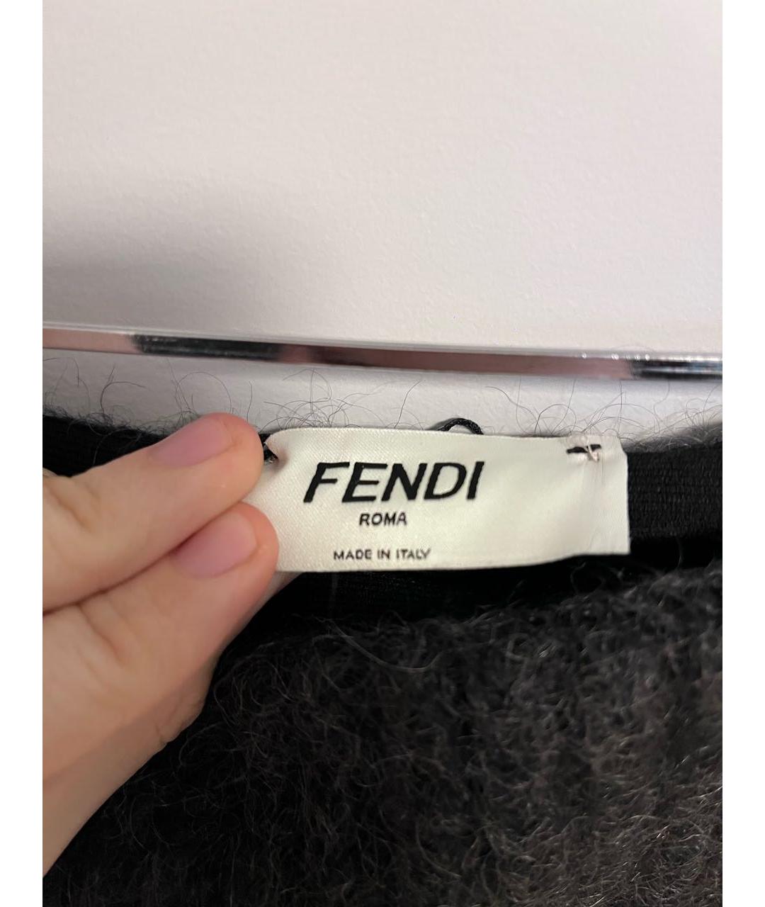 FENDI Антрацитовая шерстяная юбка миди, фото 4