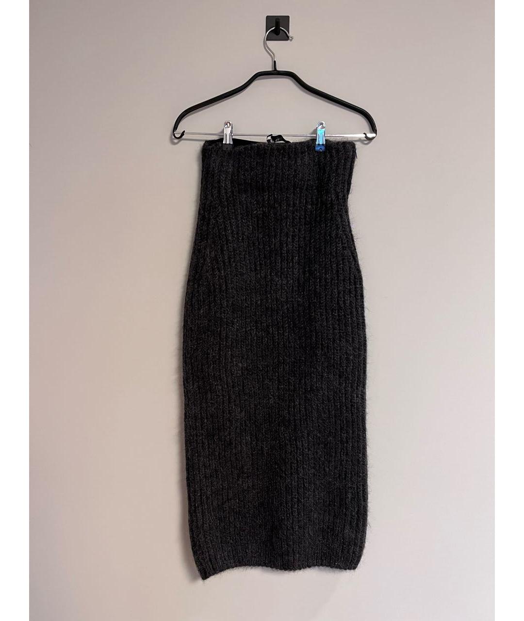 FENDI Антрацитовая шерстяная юбка миди, фото 9
