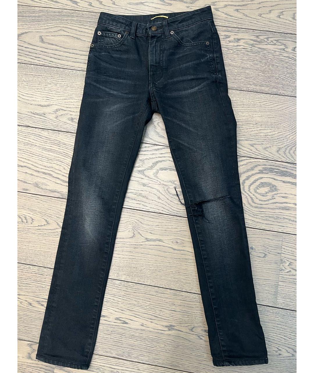 SAINT LAURENT Черные хлопковые джинсы слим, фото 6