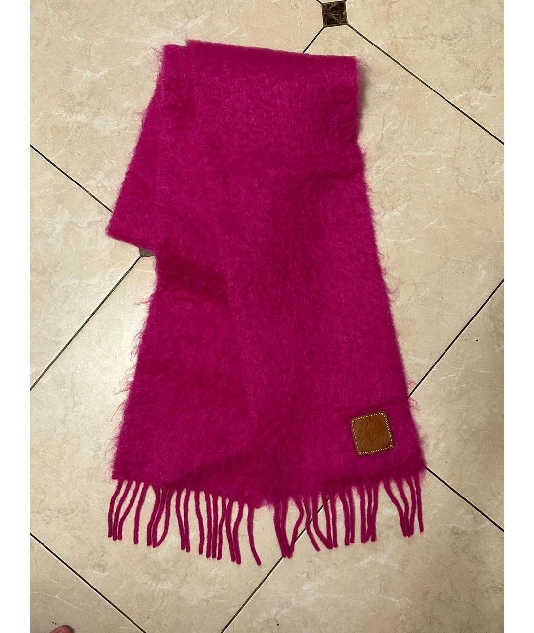 LOEWE Розовый шерстяной шарф, фото 4