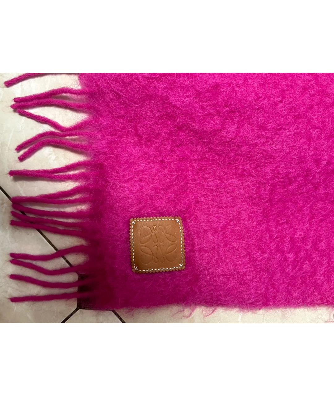 LOEWE Розовый шерстяной шарф, фото 2