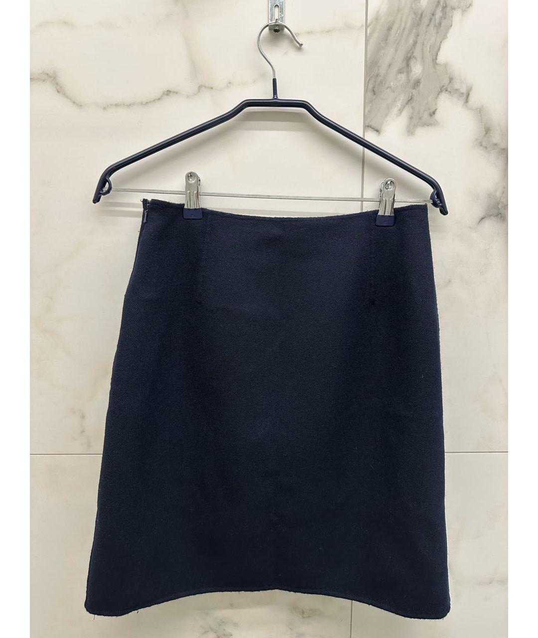 WEEKEND MAX MARA Темно-синяя шерстяная юбка миди, фото 2