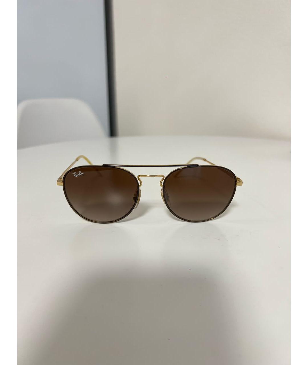 RAY BAN Коричневые металлические солнцезащитные очки, фото 5