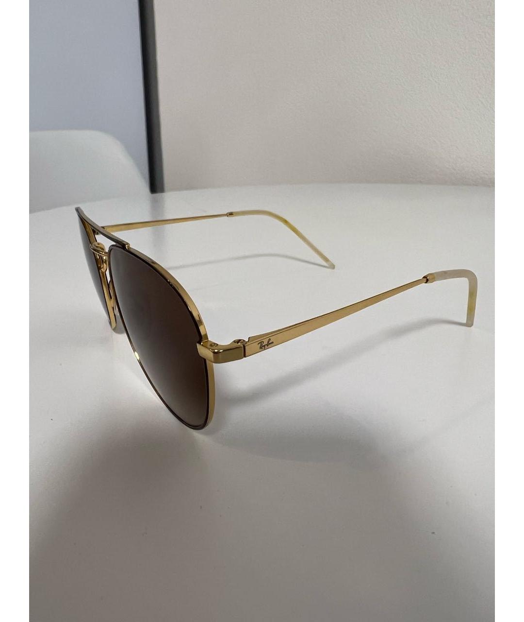 RAY BAN Коричневые металлические солнцезащитные очки, фото 3
