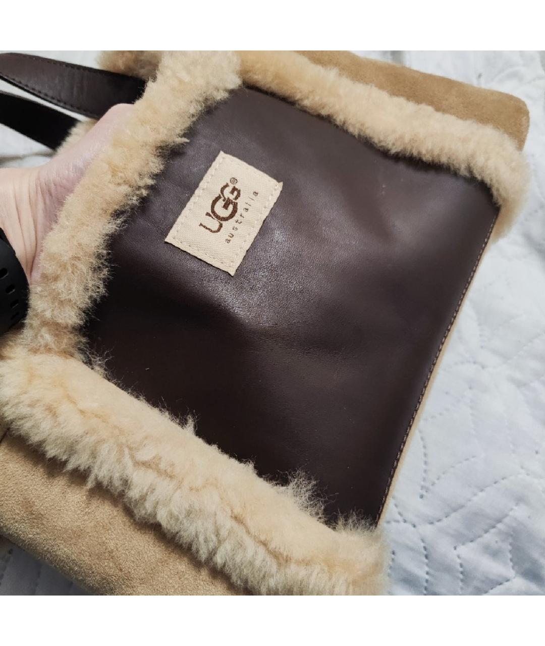 UGG AUSTRALIA Бежевая замшевая сумка тоут, фото 7