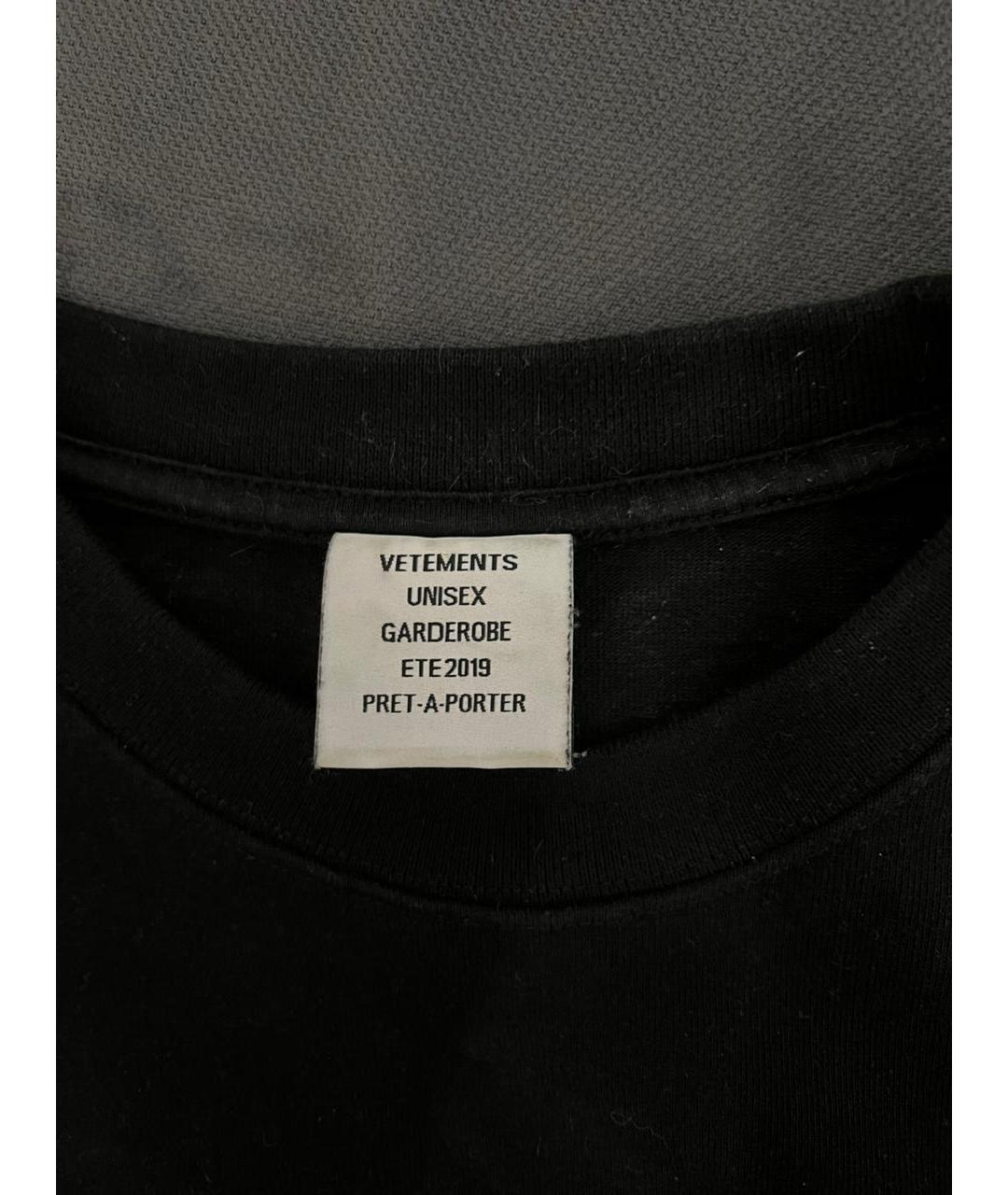 VETEMENTS Черная хлопковая футболка, фото 2