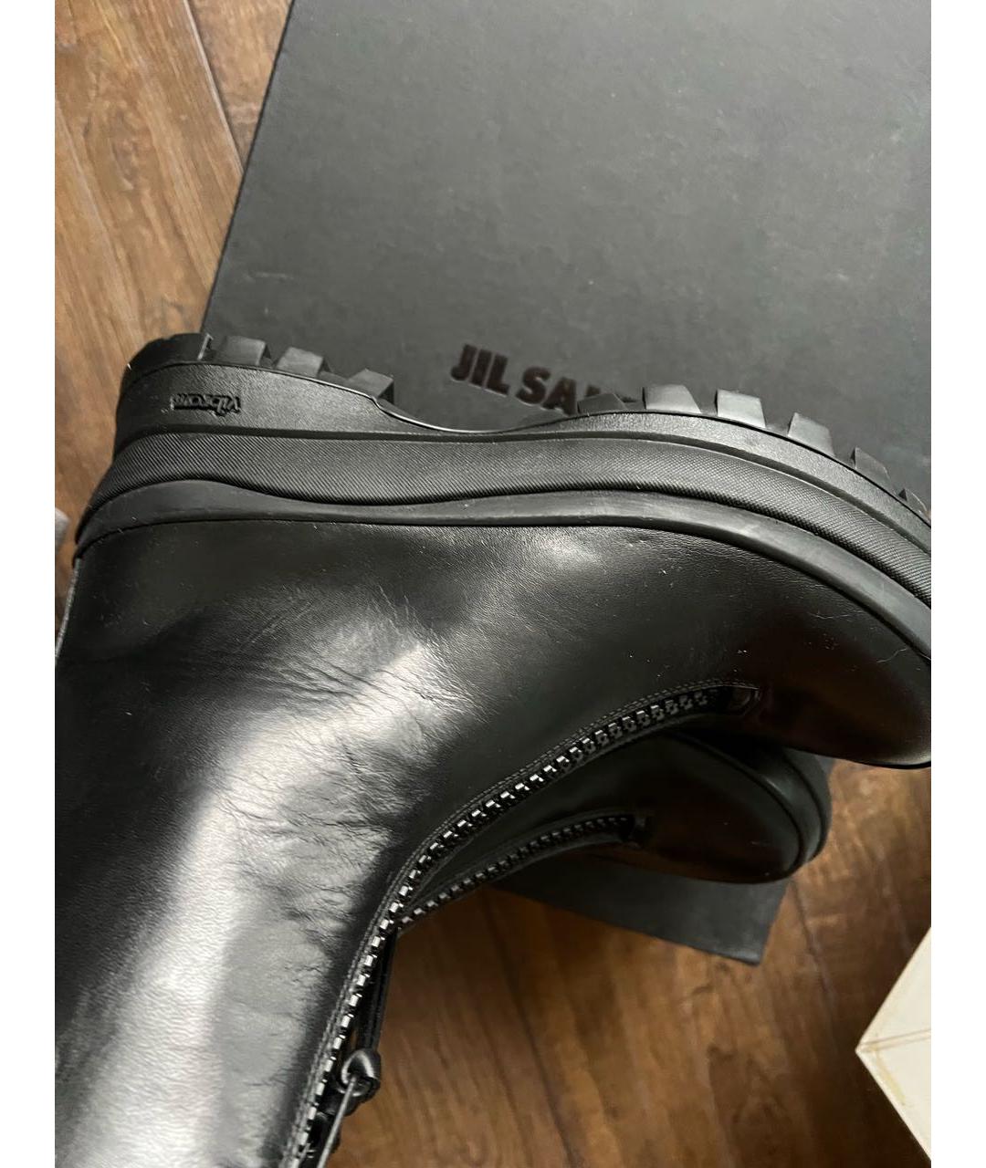 JIL SANDER Черные кожаные ботинки, фото 5