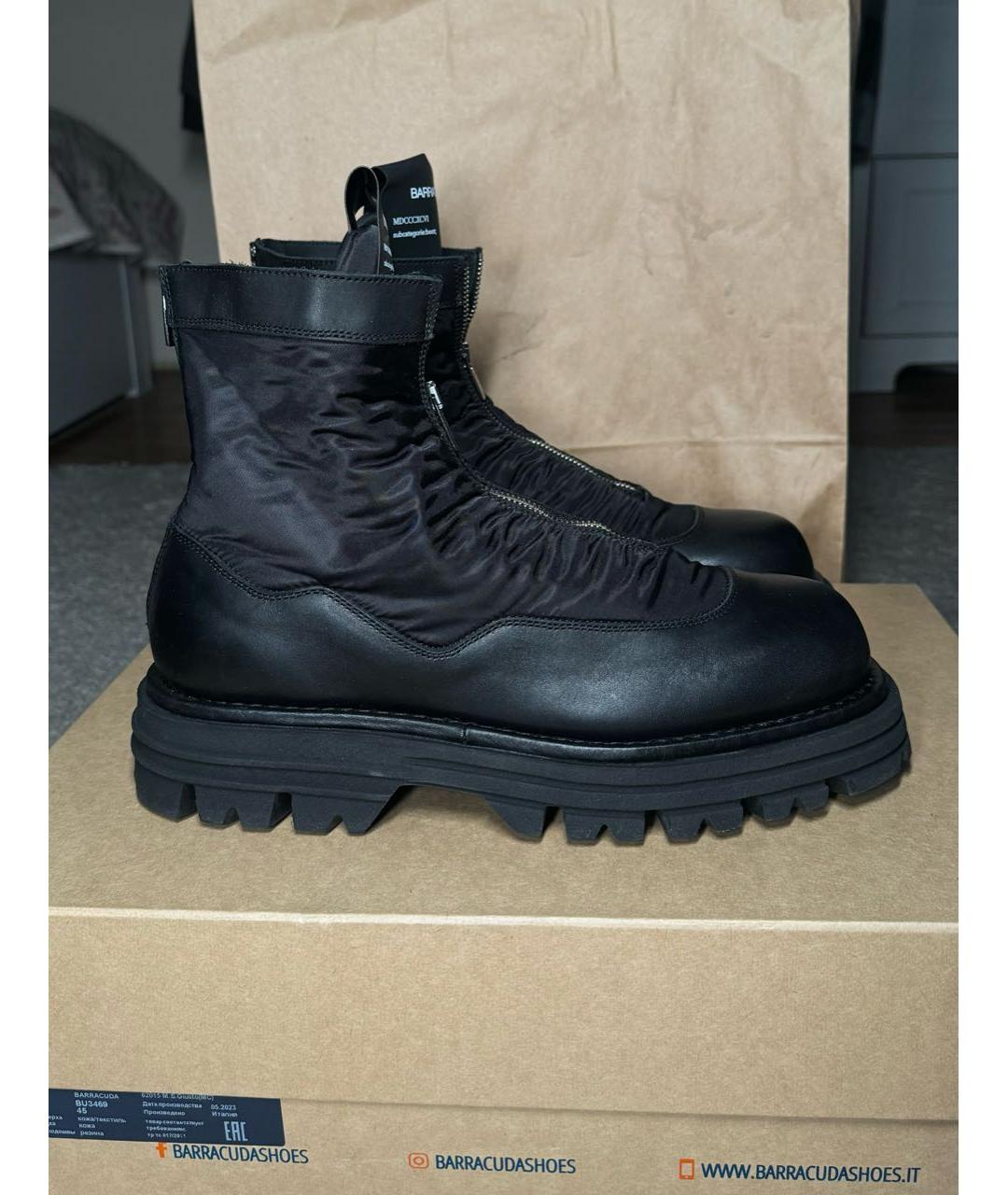 BARRACUDA Черные кожаные высокие ботинки, фото 9