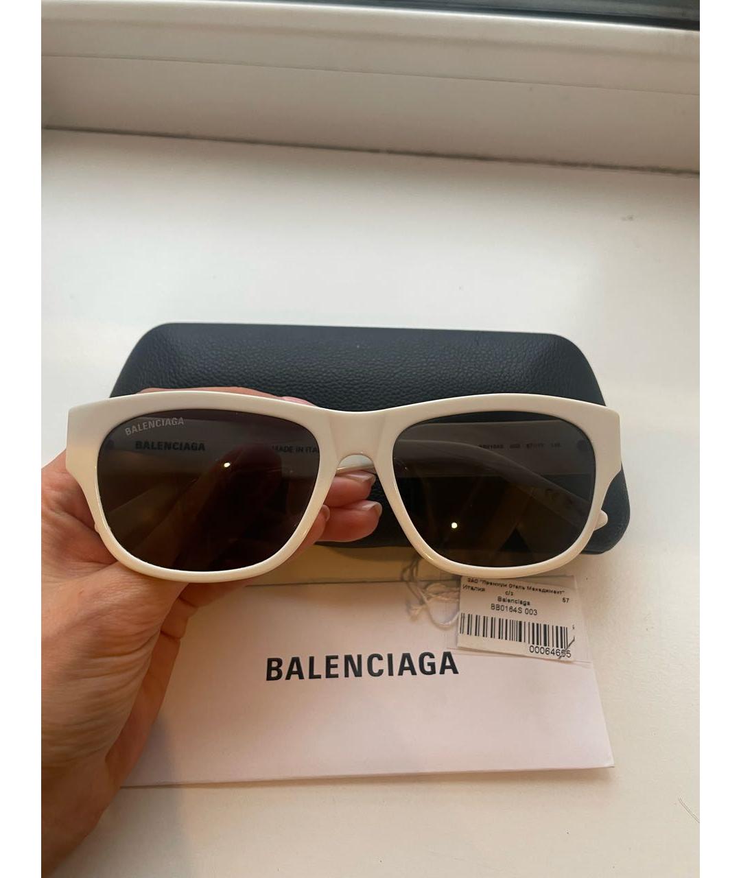 BALENCIAGA Белые пластиковые солнцезащитные очки, фото 5