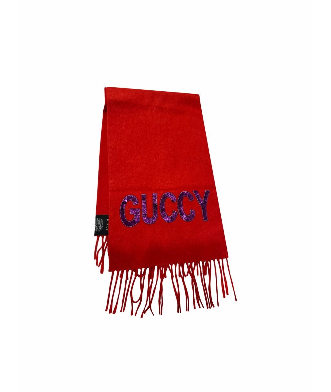 GUCCI Красный кашемировый шарф, фото 1