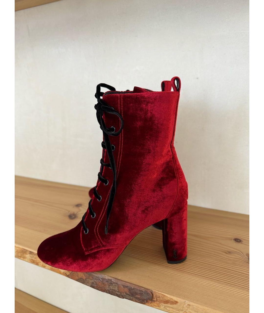 SAINT LAURENT Бордовые ботинки, фото 6