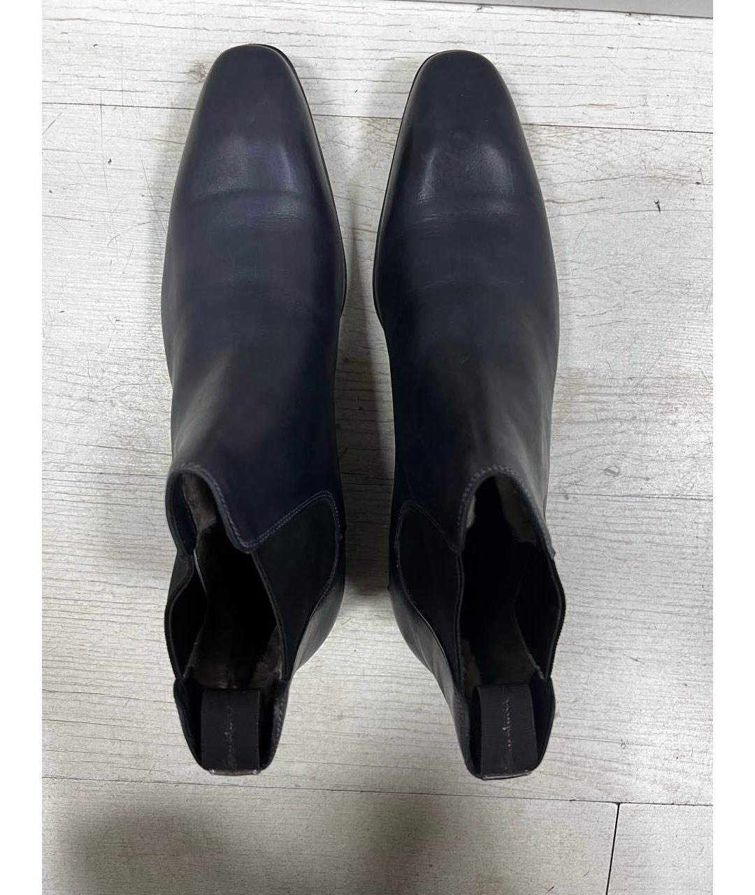 SANTONI Темно-синие кожаные высокие ботинки, фото 3