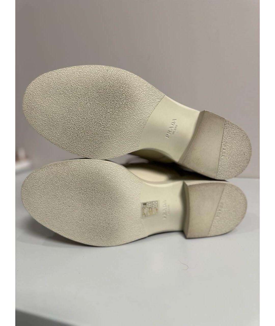 PRADA Бежевые кожаные ботинки, фото 6