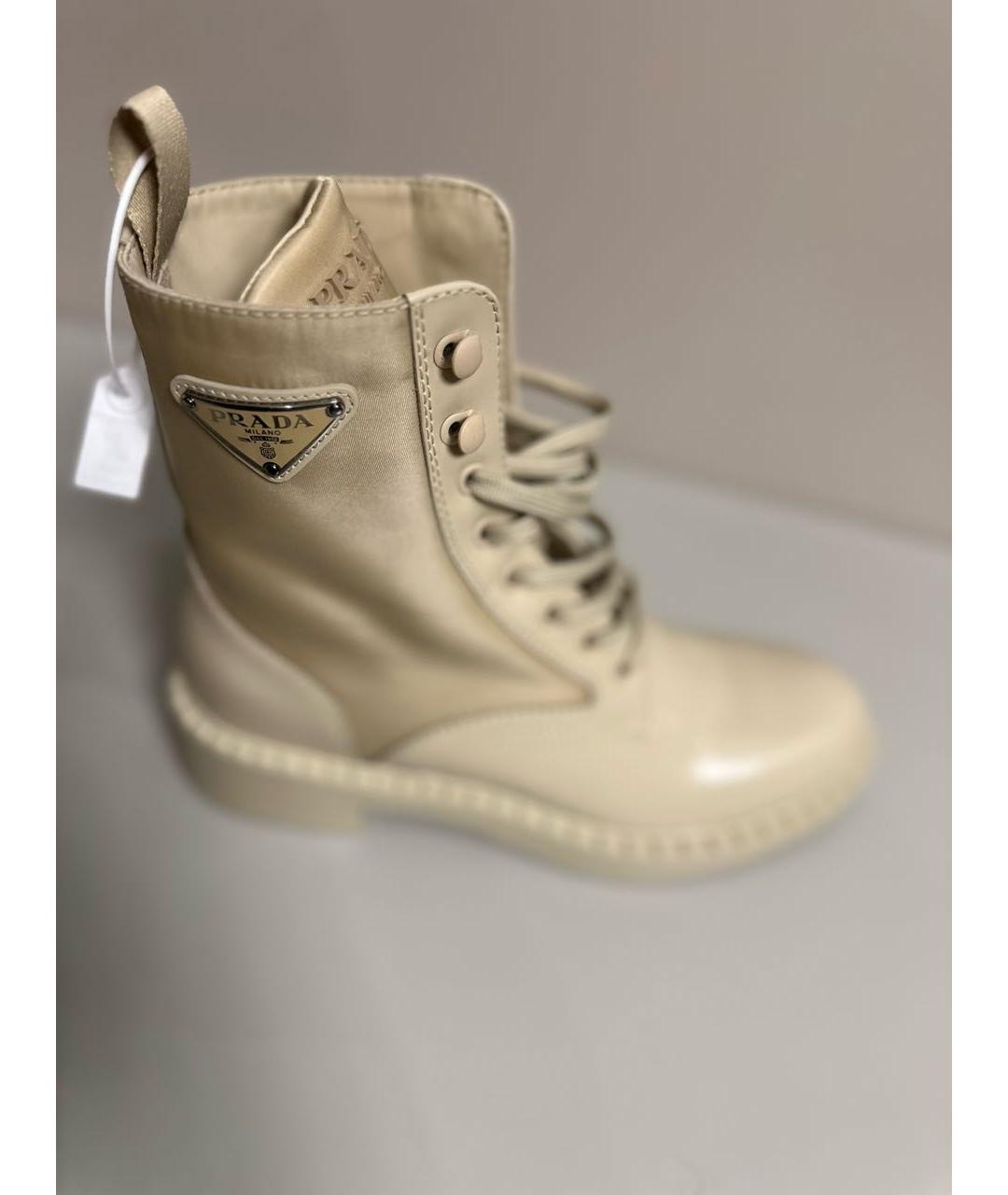 PRADA Бежевые кожаные ботинки, фото 7