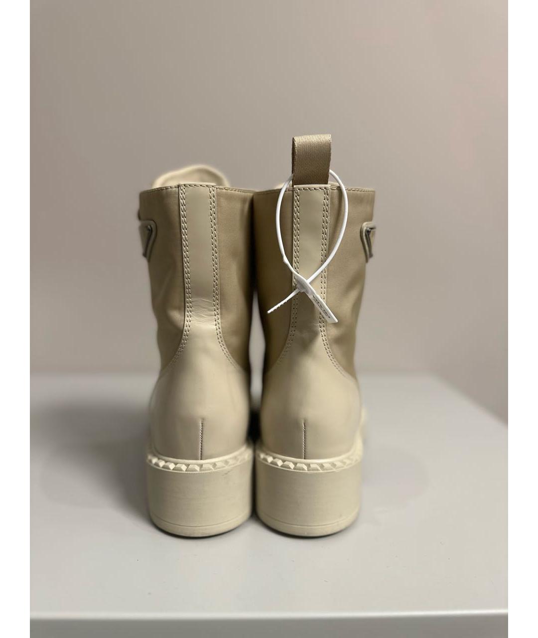 PRADA Бежевые кожаные ботинки, фото 3