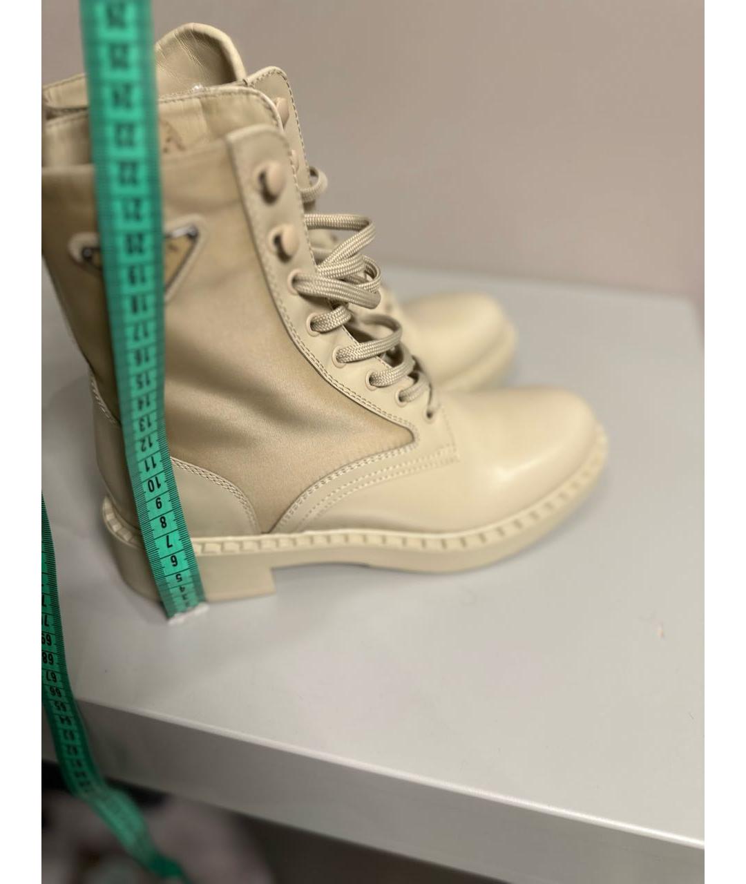 PRADA Бежевые кожаные ботинки, фото 8