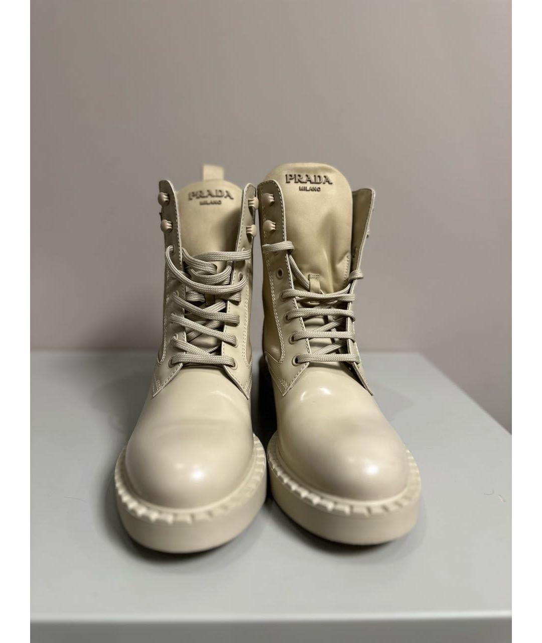 PRADA Бежевые кожаные ботинки, фото 2