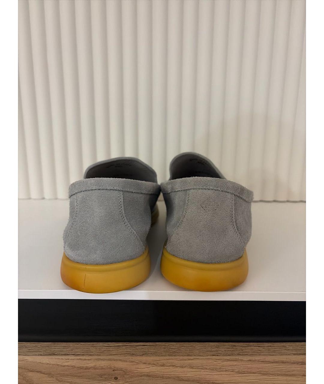 LORO PIANA Голубые замшевые лоферы, фото 4